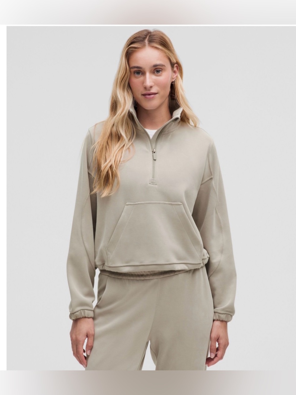 Lululemon Brushed Softstreme Half Zip in Sandstone